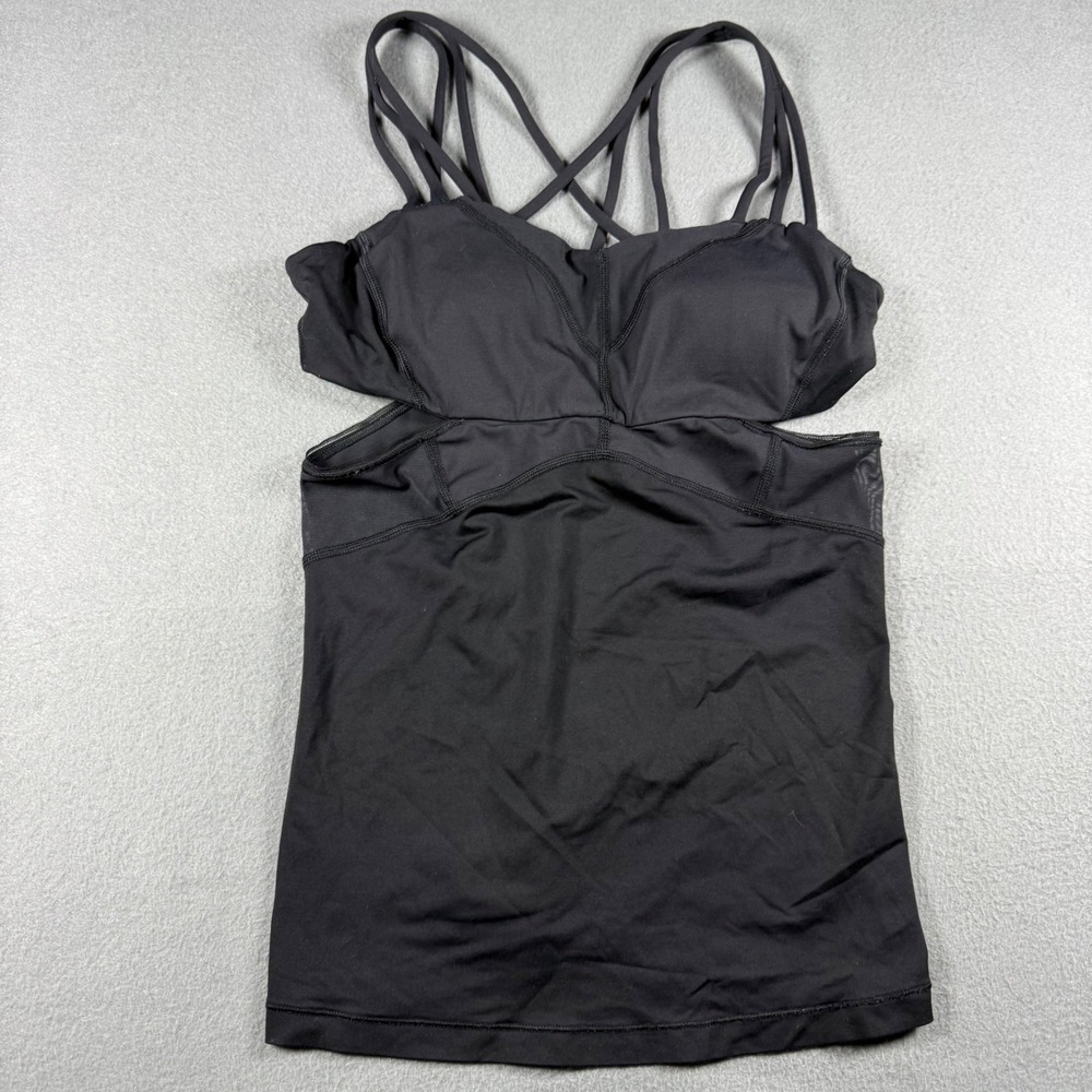 Lululemon Womens Free to Be Serene Tank Top Size 6 Black Strappy Back Cut Out